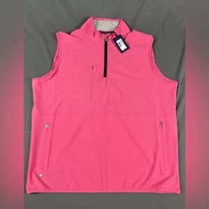 Peter Millar Golf Vest Crown Crafted 1/4 Zip Large Begonia Pink Polyester